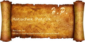 Hatschek Patrik névjegykártya
